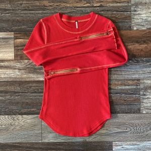 Free People Zip It Cuff Thermal Top